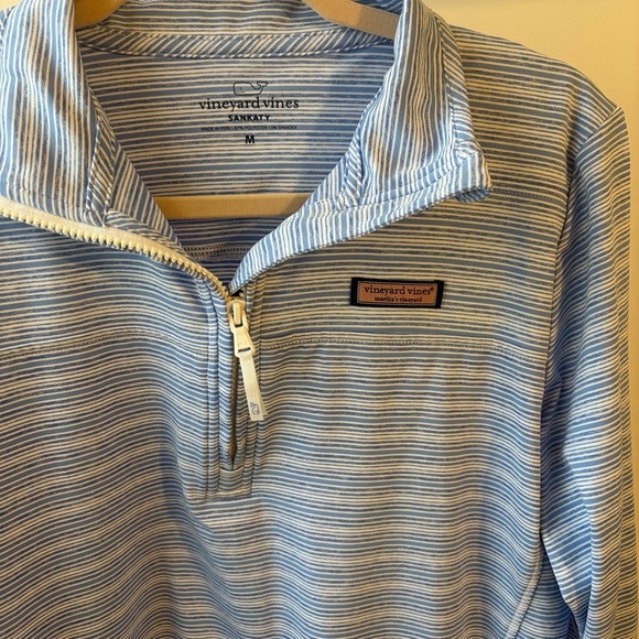 Vineyard Vines Sankaty Quarter-Zip Pullover Blue Striped Women’s M - Picture 2 of 3